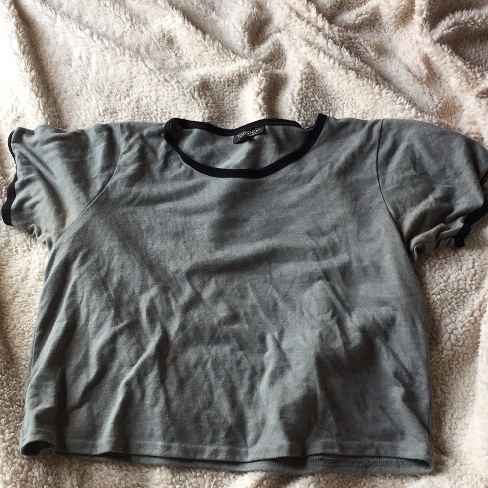 grey and black cropped top